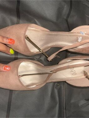 Suede D'Orsay Pointed Toe Heels in Blush